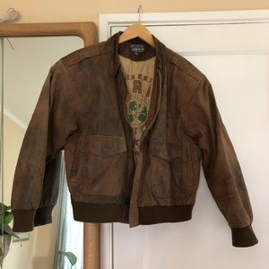 Vintage Leather Bomber Jacket!